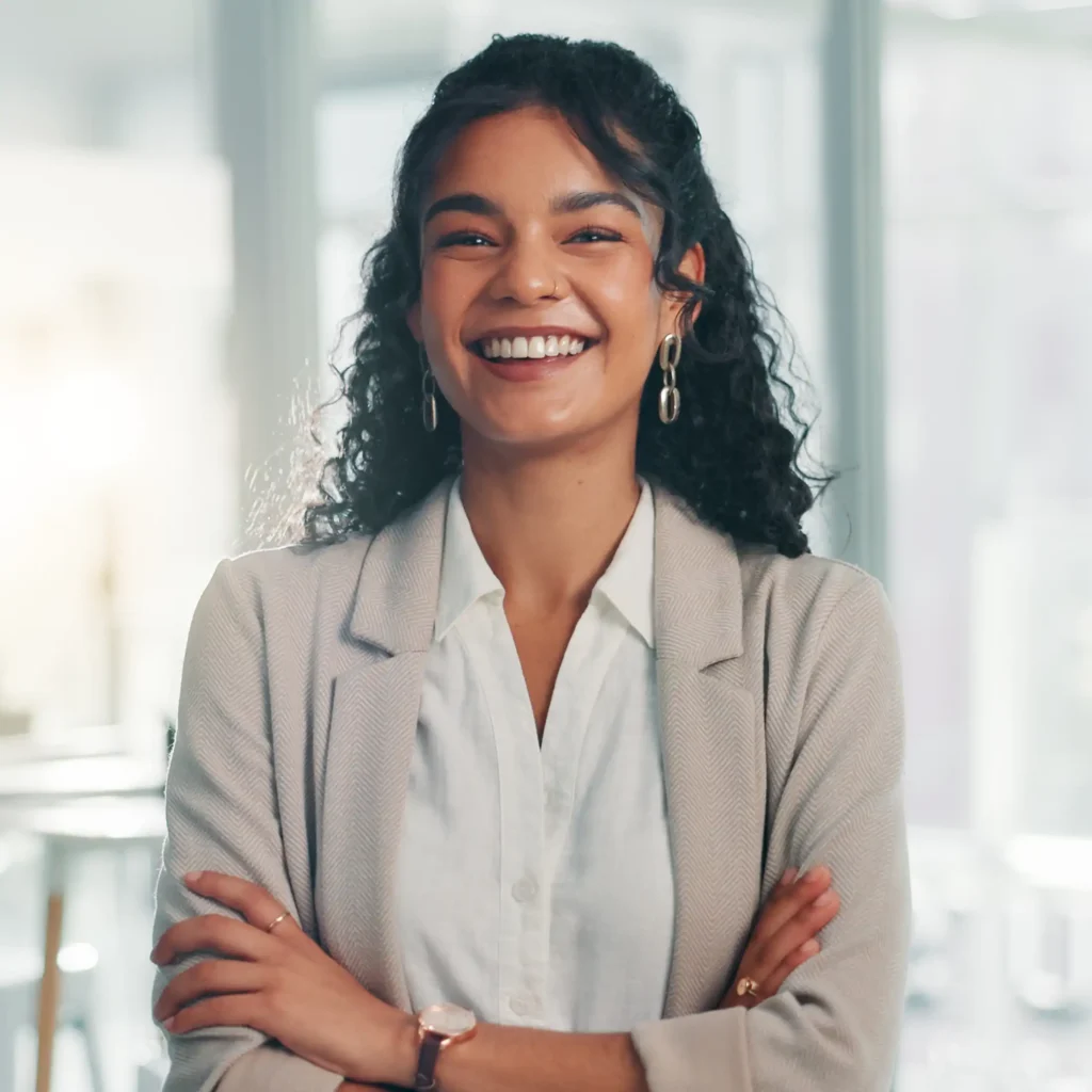 smile and confident woman